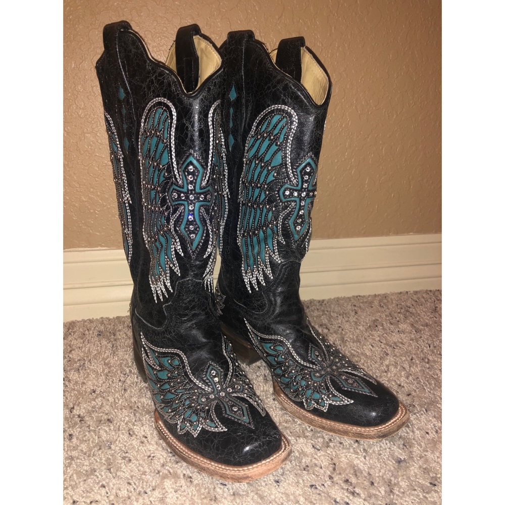 Black/ Turquoise/ Jewel Corral Boots